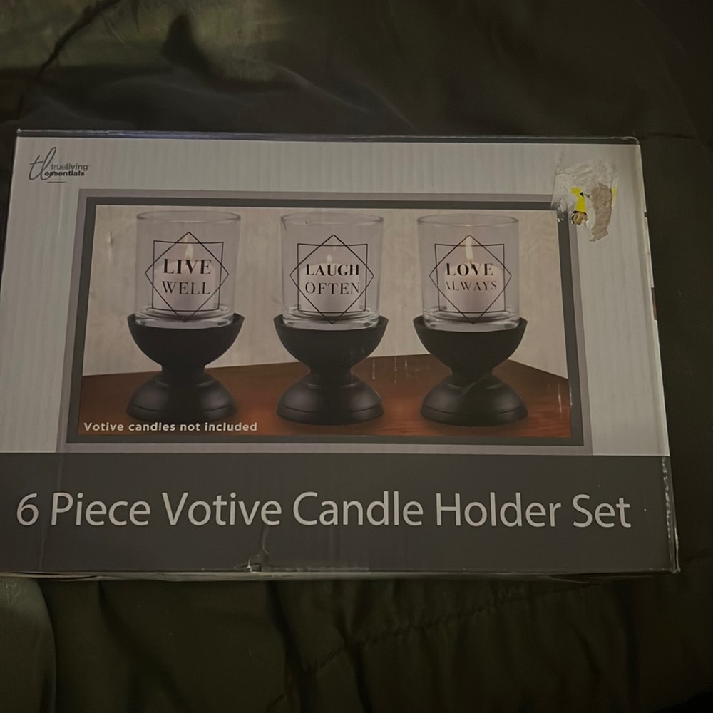 True living essentials, 6 piece candle holder set